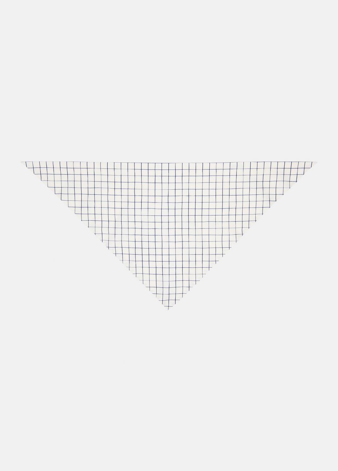 Trellis Plaid Cotton-Blend Headkerchief in Scarves & Hats - OFF WHITE/NAVY | VINCE Women