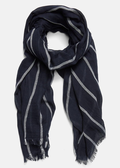 Cotton Gauze Awning Stripe Scarf in Scarves & Hats - COASTAL BLUE/OPTIC WHITE | VINCE Women