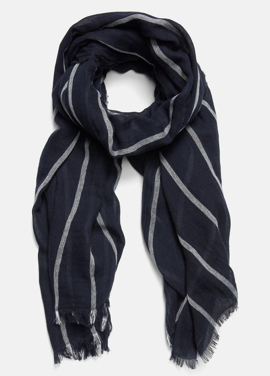 Cotton Gauze Awning Stripe Scarf in Scarves & Hats - COASTAL BLUE/OPTIC WHITE | VINCE Women