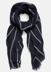 Cotton Gauze Awning Stripe Scarf in Scarves & Hats - COASTAL BLUE/OPTIC WHITE | VINCE Women