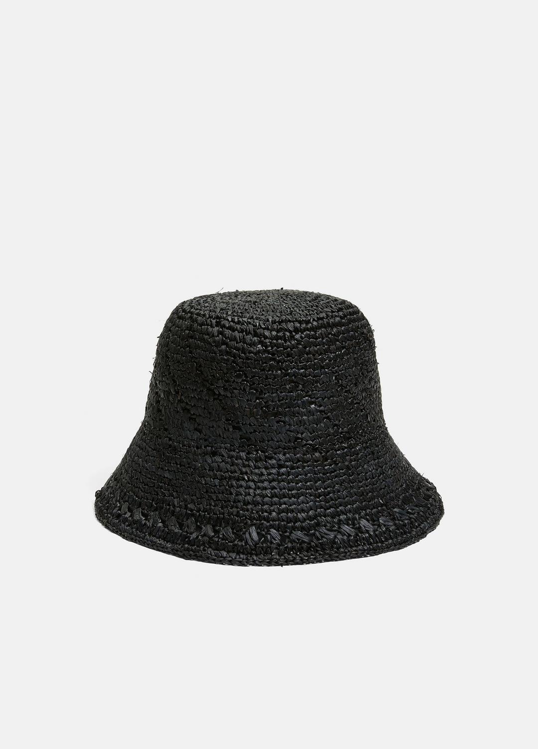 Straw Bucket Hat in Scarves & Hats - BLACK | VINCE Women