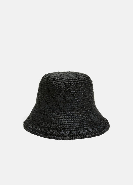 Straw Bucket Hat in Scarves & Hats - BLACK | VINCE Women