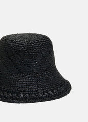 Straw Bucket Hat in Scarves & Hats - BLACK | VINCE Women