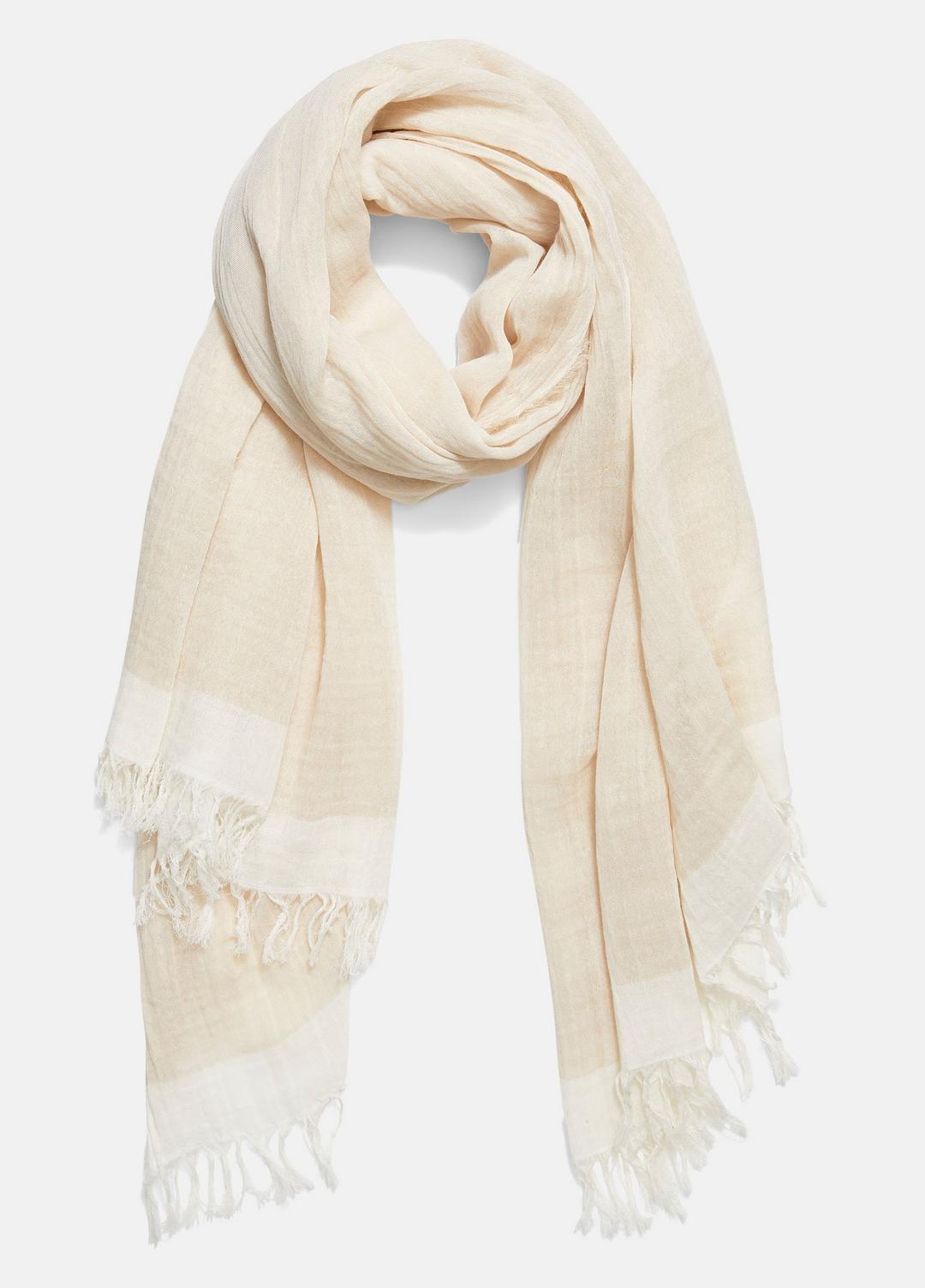 Border-Stripe Cotton Scarf in Scarves & Hats - OPTIC WHITE/WHITE OAK | VINCE Women