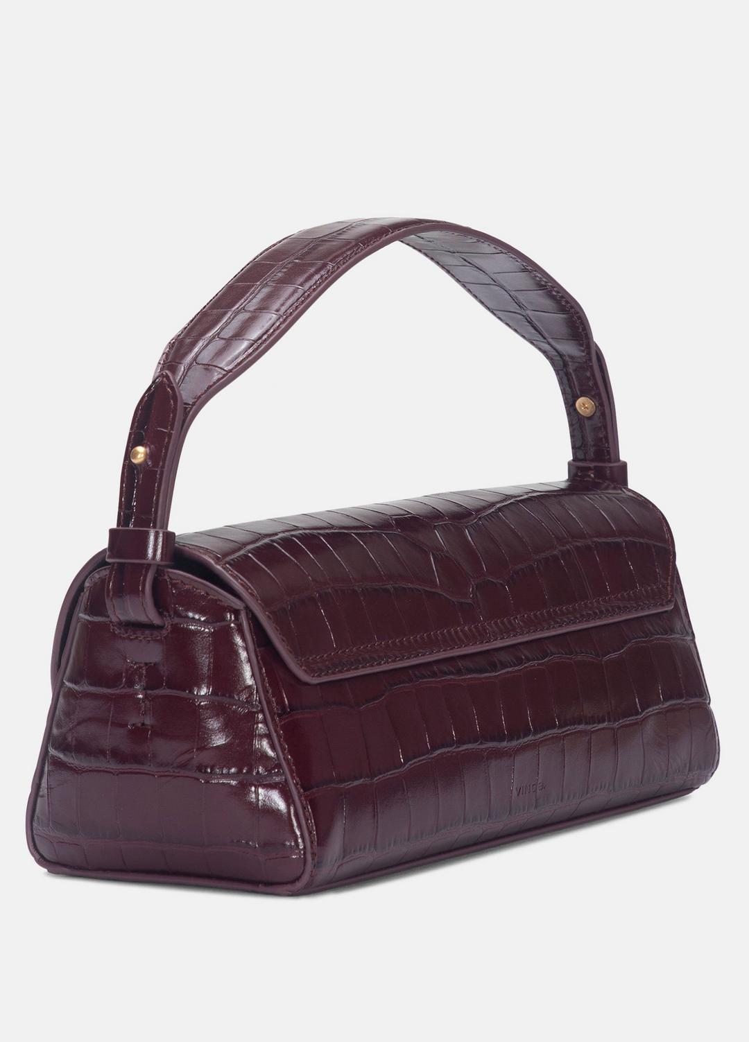 Sabrina Croc-Embossed Leather Mini Top-Handle Bag in Handbags - BORDEAUX | VINCE Women