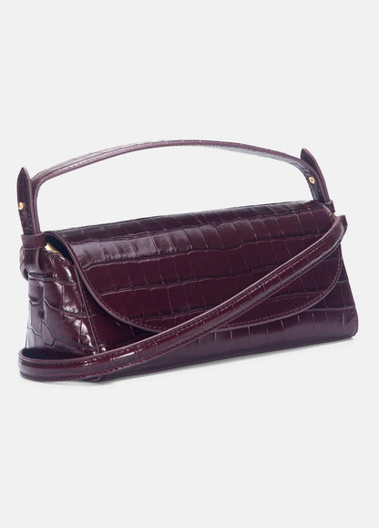 Sabrina Croc-Embossed Leather Mini Top-Handle Bag in Handbags - BORDEAUX | VINCE Women