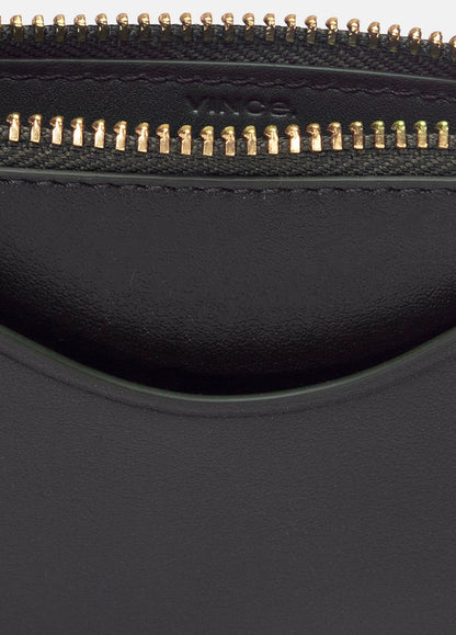 Leather Zip-Top Card Case in Handbags - CACAO | VINCE Women