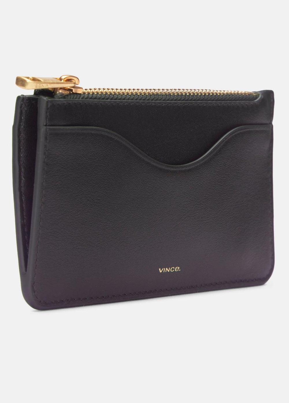 Leather Zip-Top Card Case in Handbags - CACAO | VINCE Women