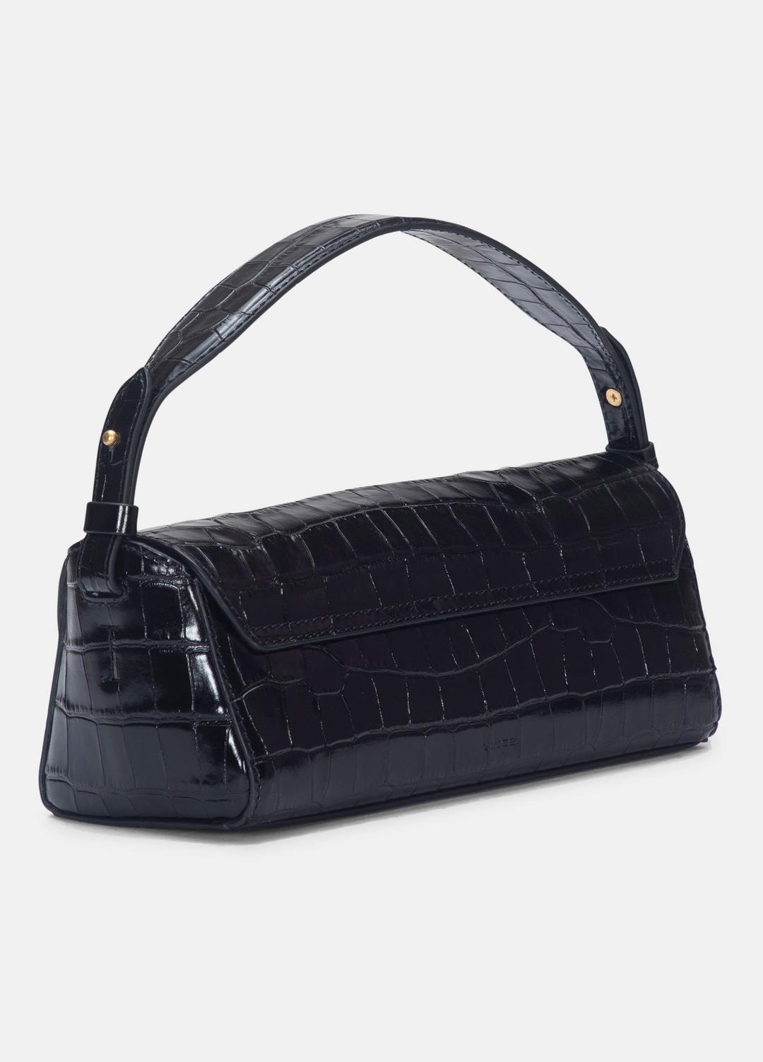 Sabrina Croc-Embossed Leather Mini Top-Handle Bag in Handbags - BLACK | VINCE Women