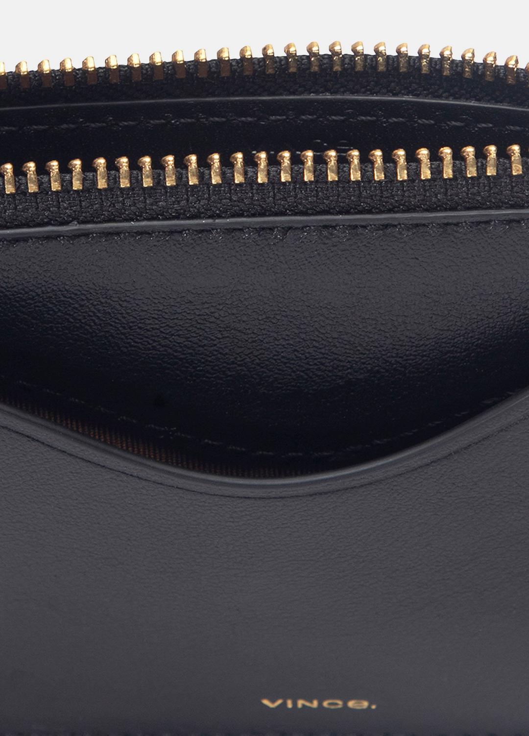 Leather Zip-Top Card Case in Handbags - BLACK | VINCE Women