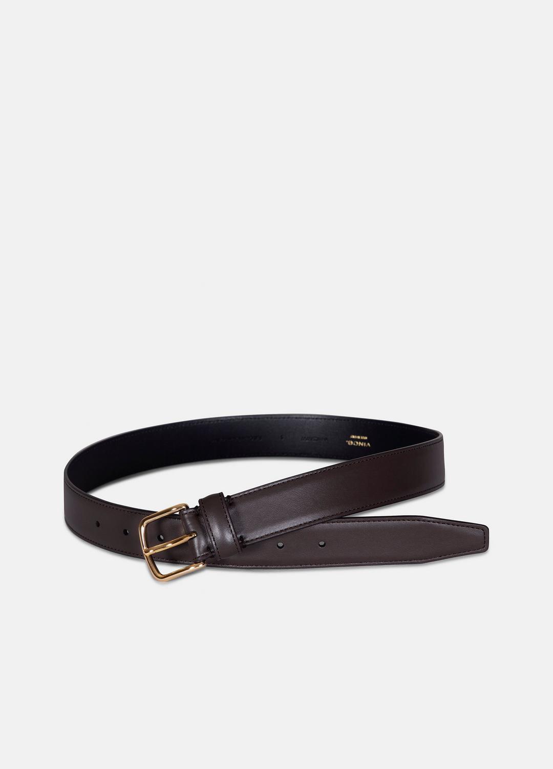 Women’s 32mm Stitched Leather Belt in Belts - CACAO BROWN | VINCE Women
