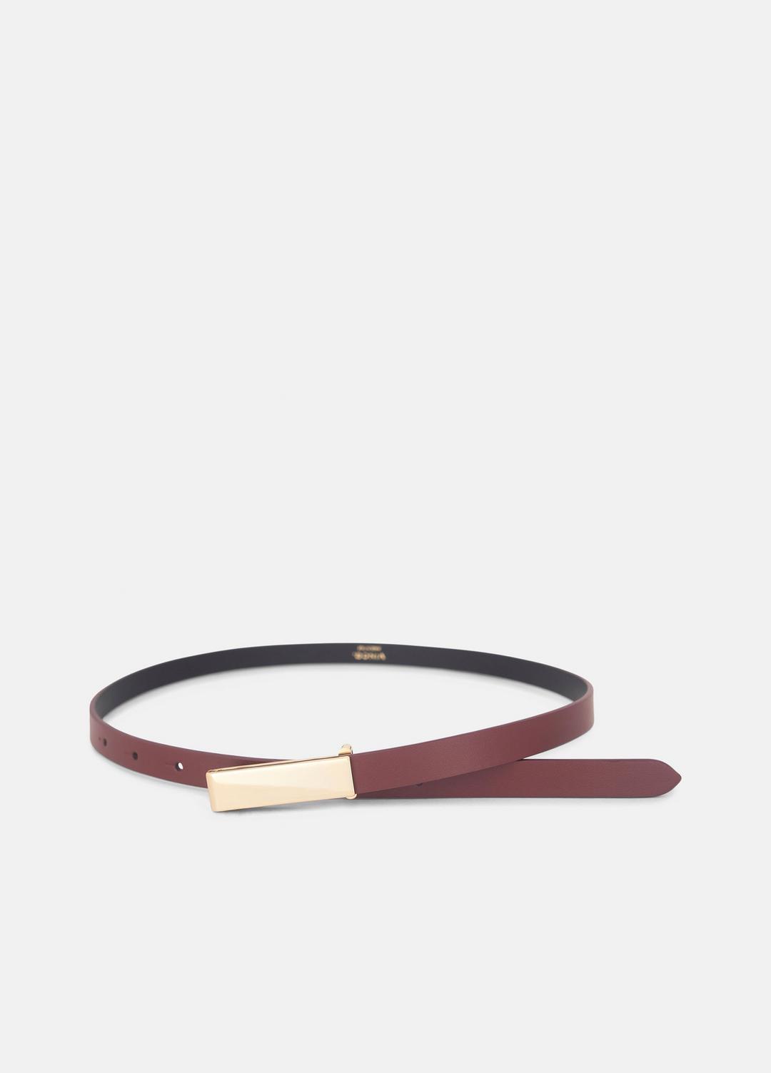 Women's 15mm Elongated Plaque Leather Belt in Belts - BORDEAUX | VINCE Women