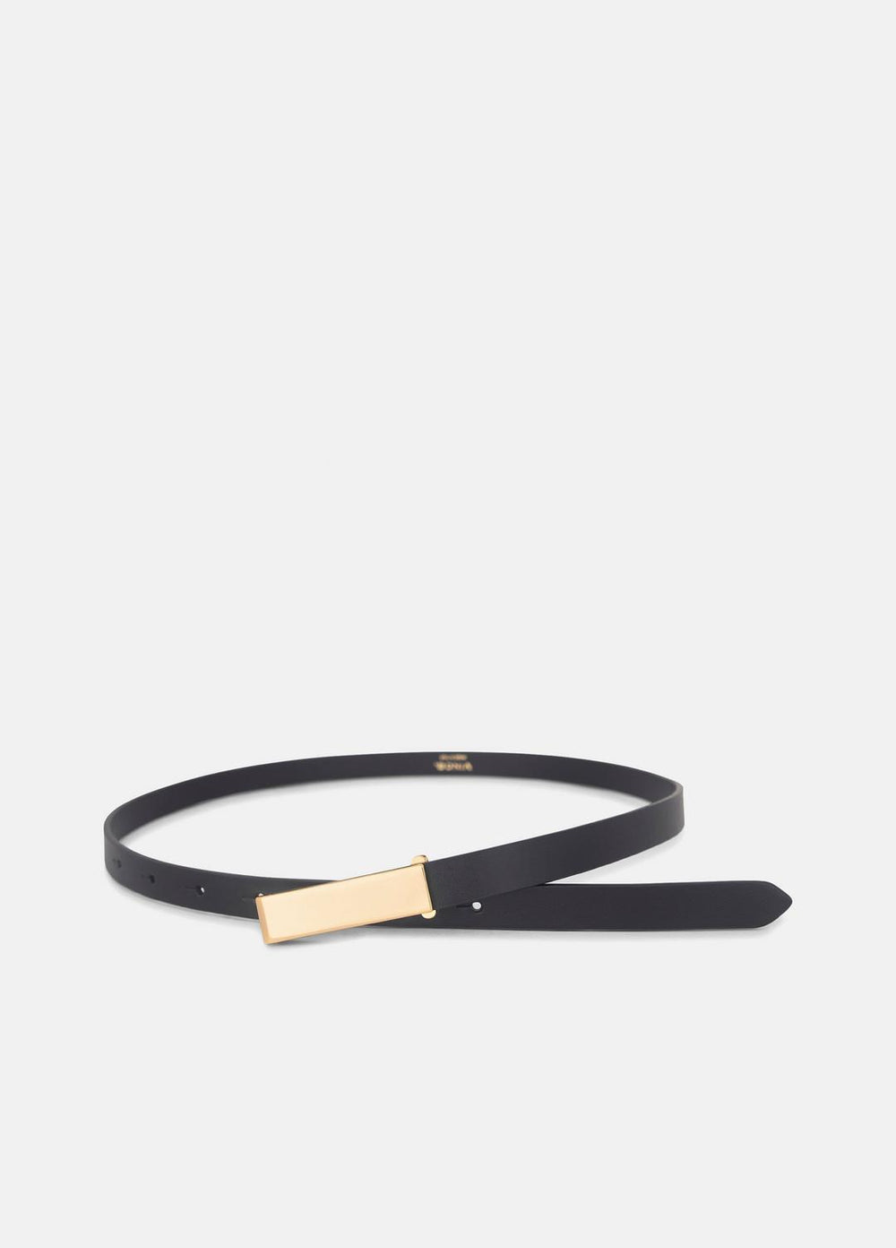 Women's 15mm Elongated Plaque Leather Belt in Belts - BLACK/POLISHED GOLD | VINCE Women