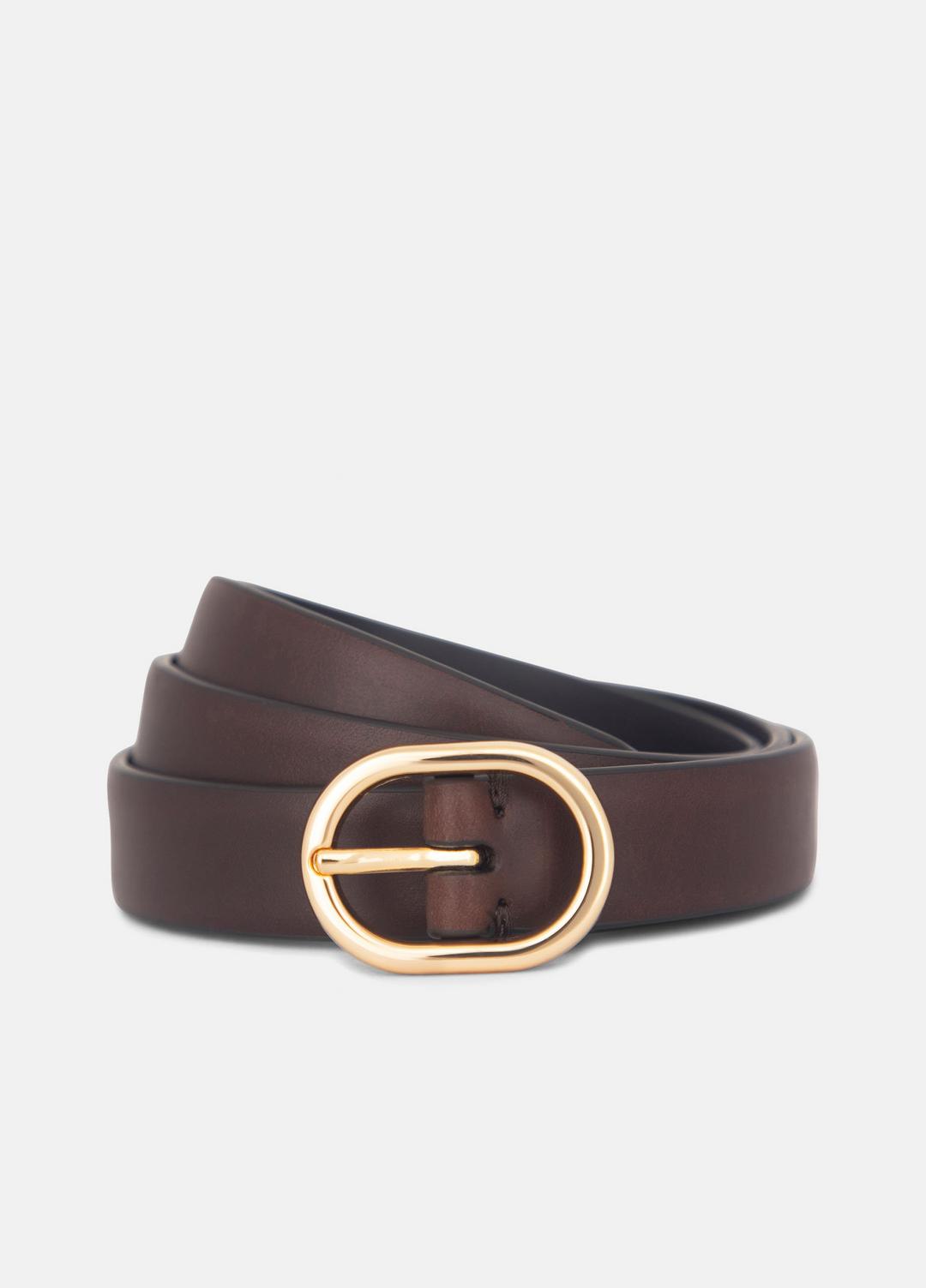 Women's 20mm Spazzolato Leather Belt in Belts - BORDEAUX | VINCE Women