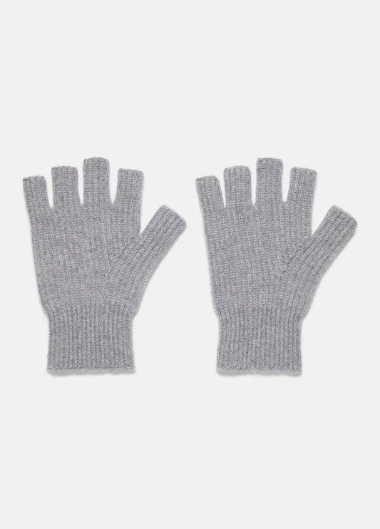 Plush Cashmere Rib-Knit Fingerless Glove in Gloves - GREY | VINCE Women