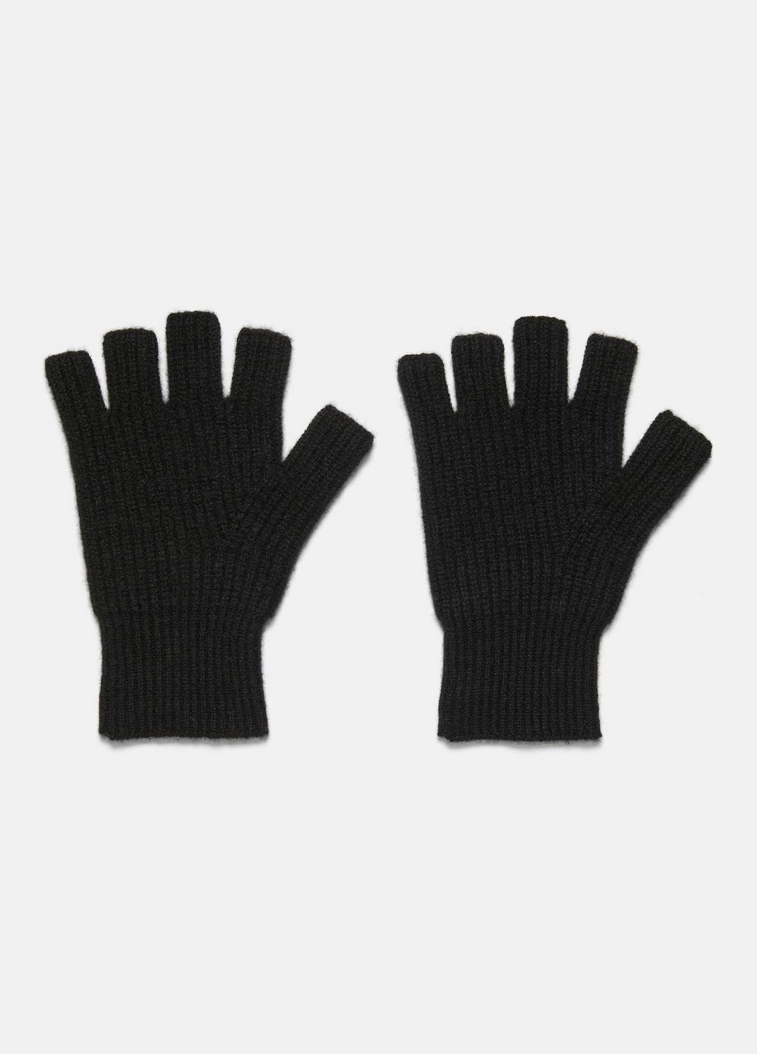 Plush Cashmere Rib-Knit Fingerless Glove in Gloves - BLACK | VINCE Women