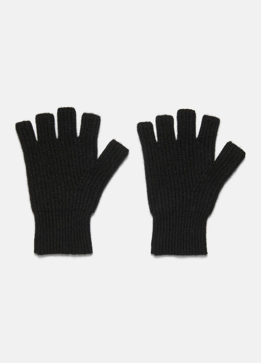 Plush Cashmere Rib-Knit Fingerless Glove in Gloves - BLACK | VINCE Women