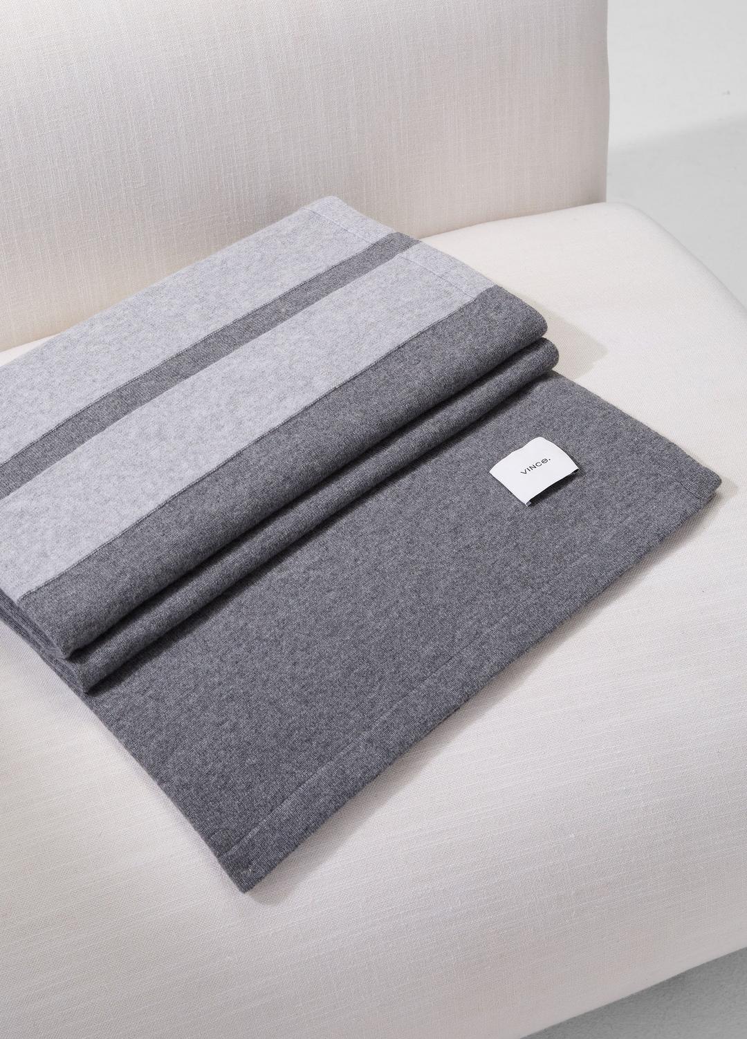 Cashmere Jersey Stripe Throw in Pillows & Blankets - MEDIUM HEATHER GREY | VINCE Women