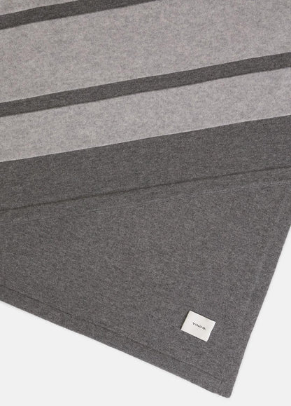 Cashmere Jersey Stripe Throw in Pillows & Blankets - MEDIUM HEATHER GREY | VINCE Women