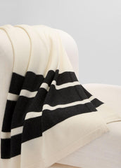 Cashmere Jersey Stripe Throw in Pillows & Blankets - BLANC | VINCE Women