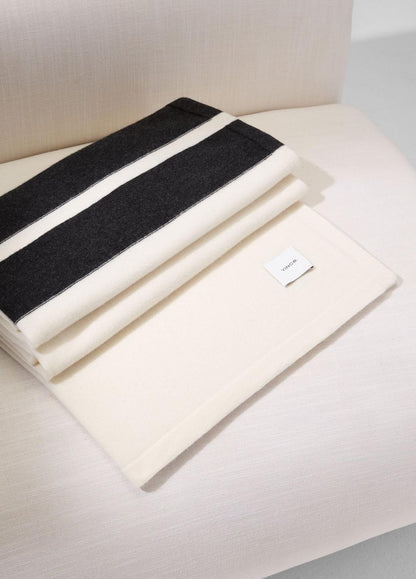 Cashmere Jersey Stripe Throw in Pillows & Blankets - BLANC | VINCE Women
