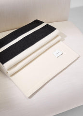 Cashmere Jersey Stripe Throw in Pillows & Blankets - BLANC | VINCE Women