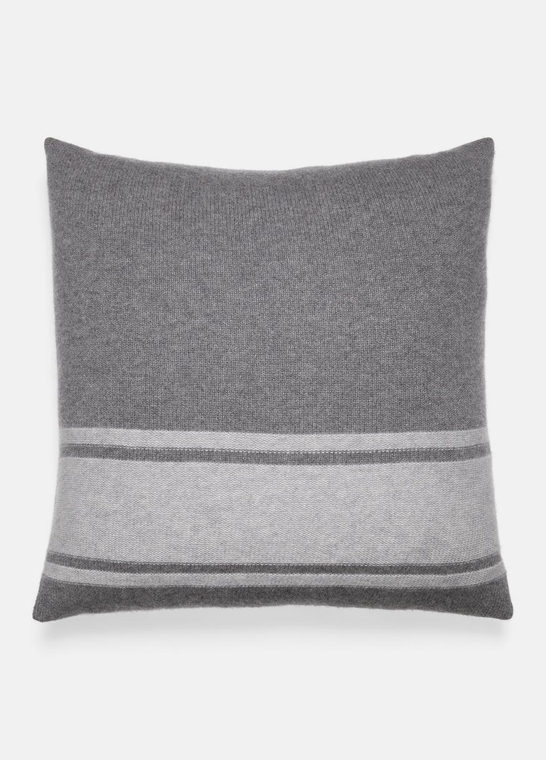 Cashmere Jersey Stripe Pillow in Pillows & Blankets - MEDIUM HEATHER GREY | VINCE Women