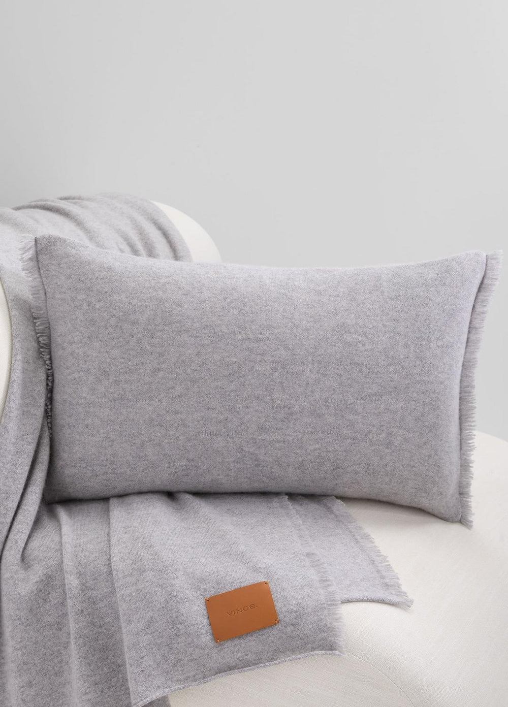 Cashmere Reverse Jersey Rectangle Pillow in Pillows & Blankets - HEATHER GREY | VINCE Women