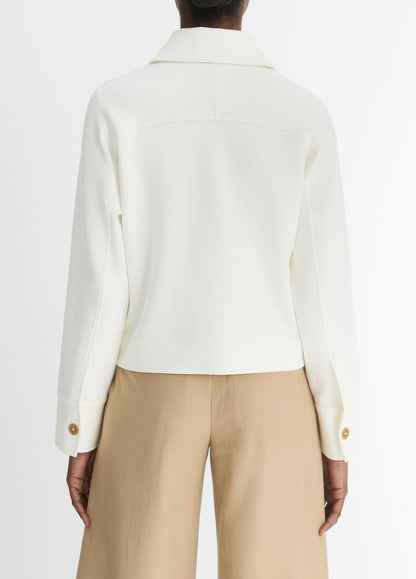Cotton-Blend Shirt Jacket in Vince Products Women - OFF WHITE | VINCE Women