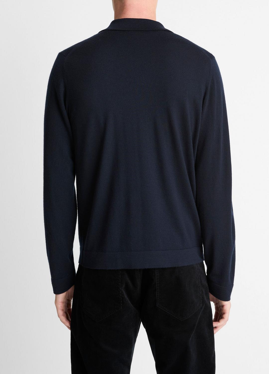 Featherweight Merino Wool-Cashmere Sweater Shirt in Long Sleeve - COASTAL BLUE | VINCE Men