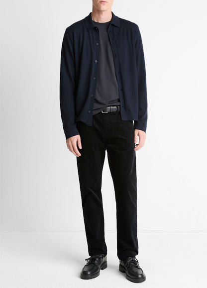 Featherweight Merino Wool-Cashmere Sweater Shirt in Long Sleeve - COASTAL BLUE | VINCE Men