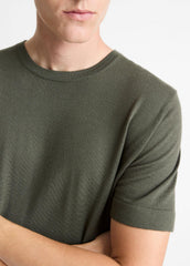 Featherweight Merino Wool-Cashmere Short-Sleeve Sweater in Short Sleeve - SYCAMORE | VINCE Men