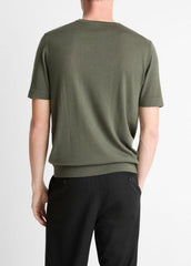 Featherweight Merino Wool-Cashmere Short-Sleeve Sweater in Short Sleeve - SYCAMORE | VINCE Men