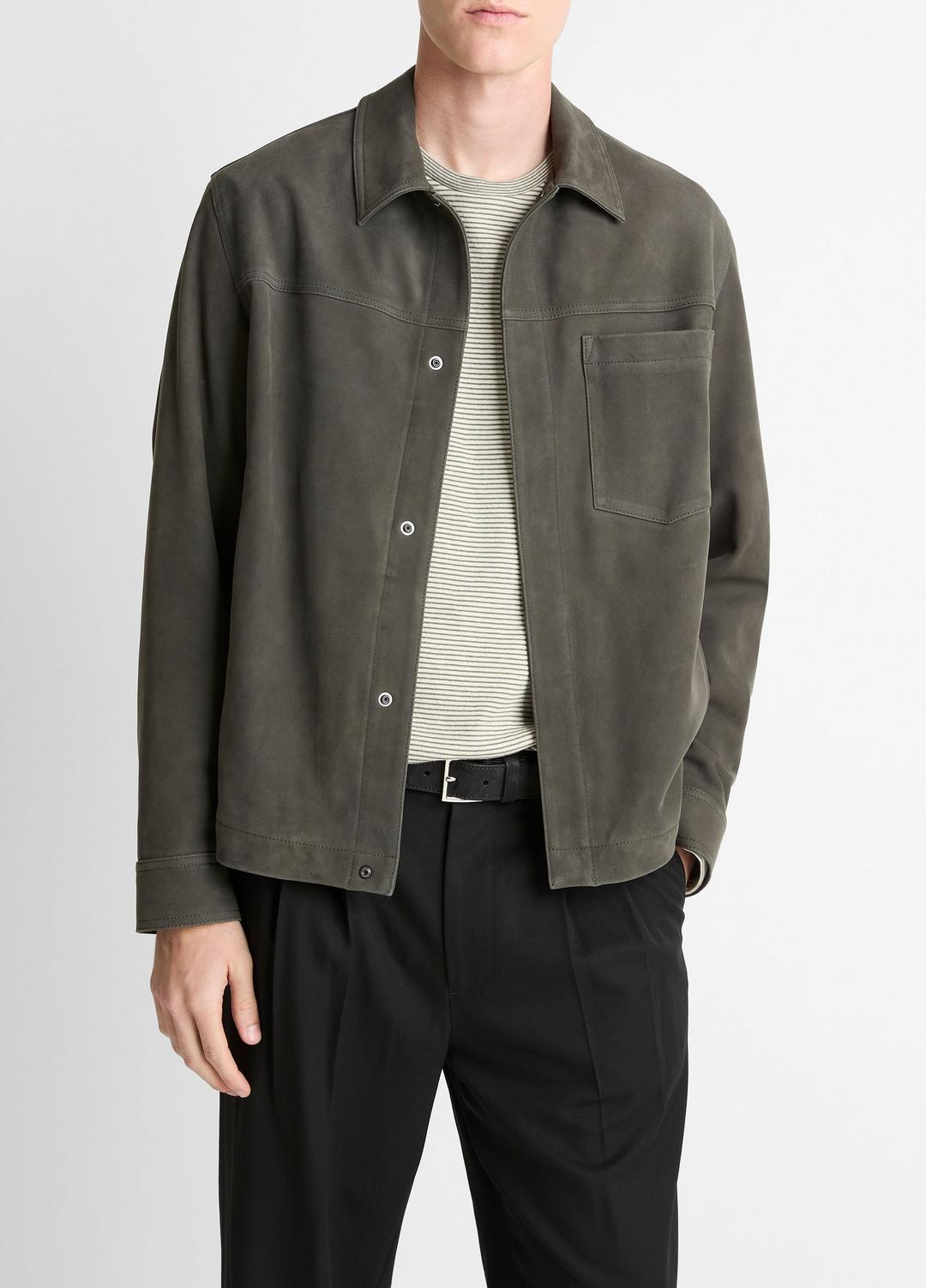 Nubuck Leather Trucker Jacket in Leather Jackets - SYCAMORE | VINCE Men