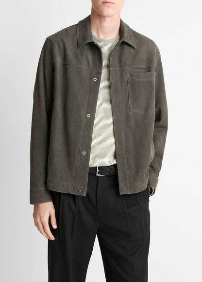 Nubuck Leather Trucker Jacket in Leather Jackets - SYCAMORE | VINCE Men