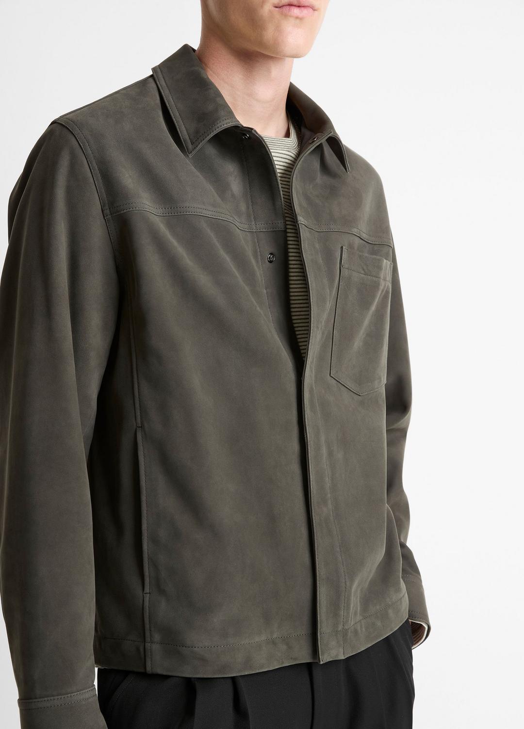 Nubuck Leather Trucker Jacket in Leather Jackets - SYCAMORE | VINCE Men
