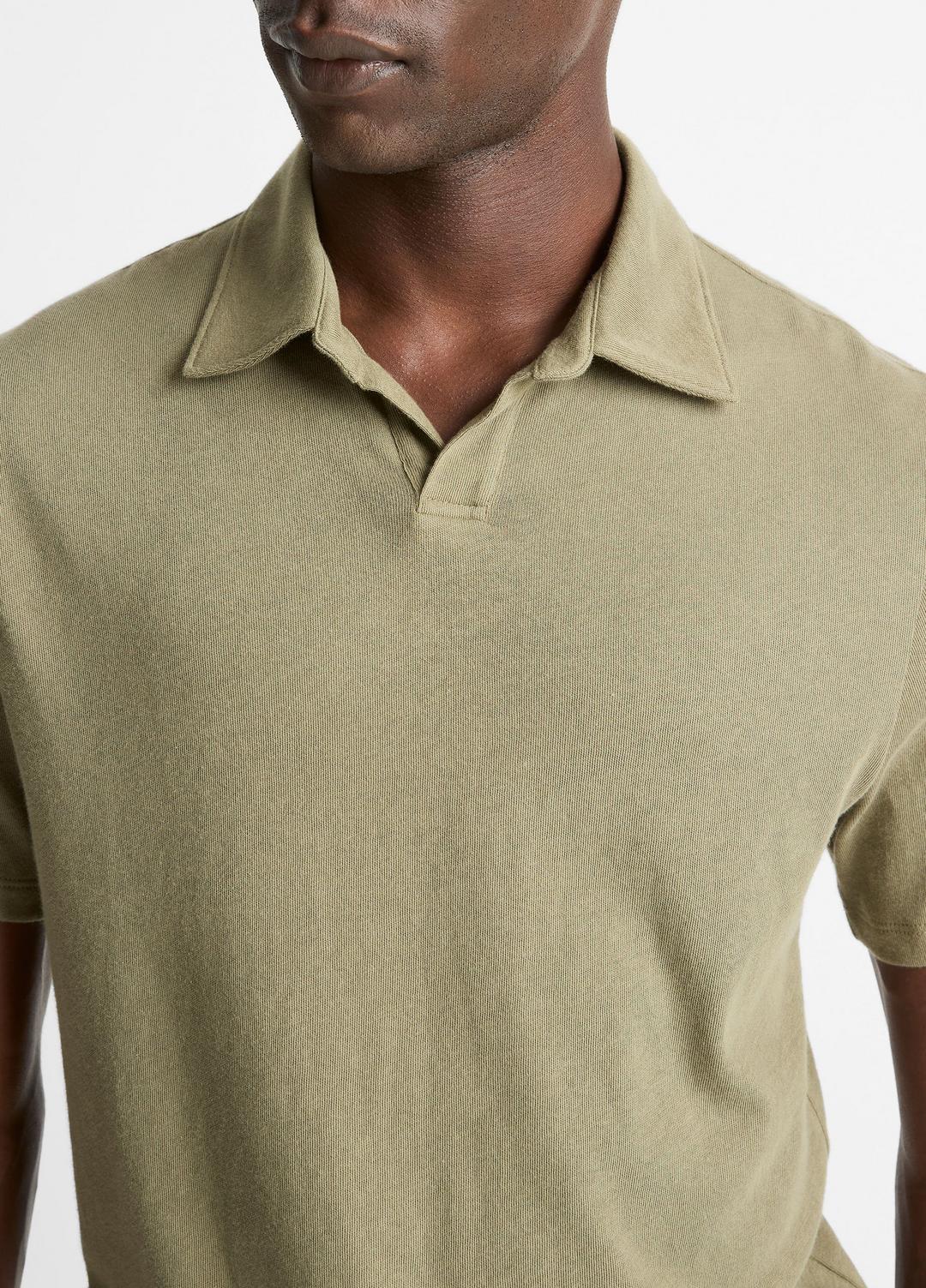 Cotton Johnny-Collar Polo Shirt in Henleys & Polos - SAGE | VINCE Men