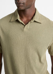 Cotton Johnny-Collar Polo Shirt in Henleys & Polos - SAGE | VINCE Men