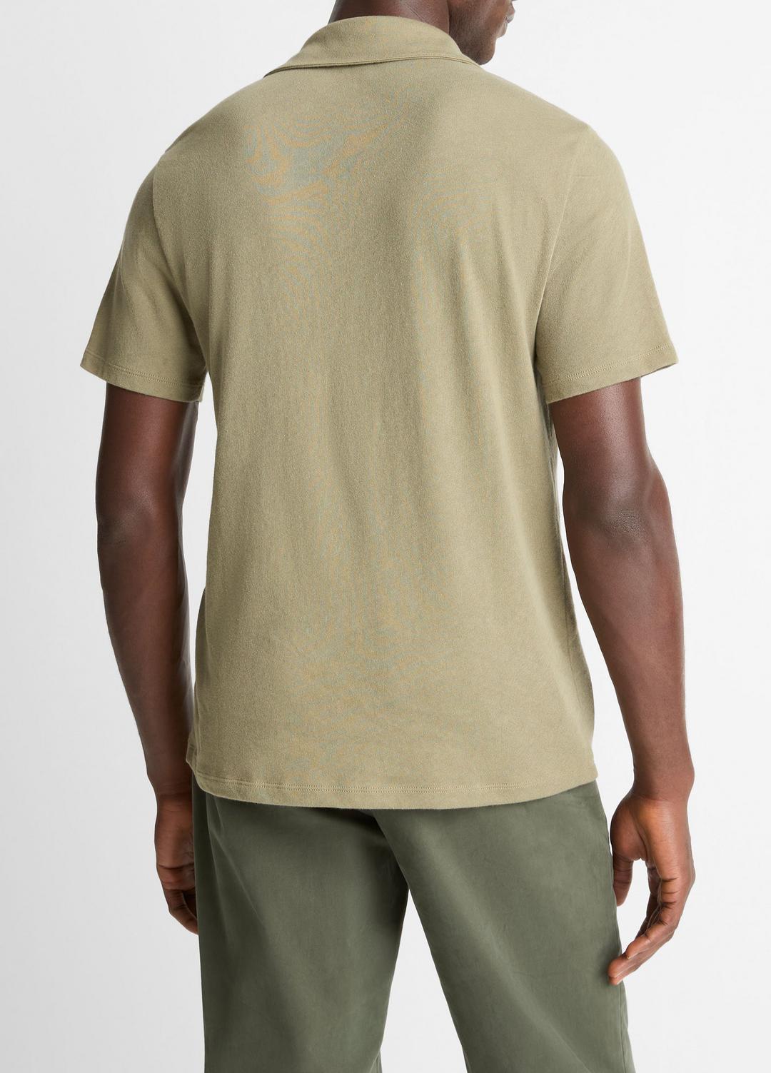 Cotton Johnny-Collar Polo Shirt in Henleys & Polos - SAGE | VINCE Men
