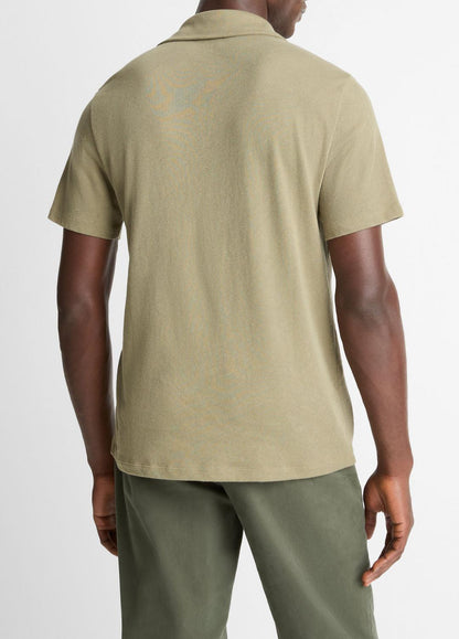 Cotton Johnny-Collar Polo Shirt in Henleys & Polos - SAGE | VINCE Men