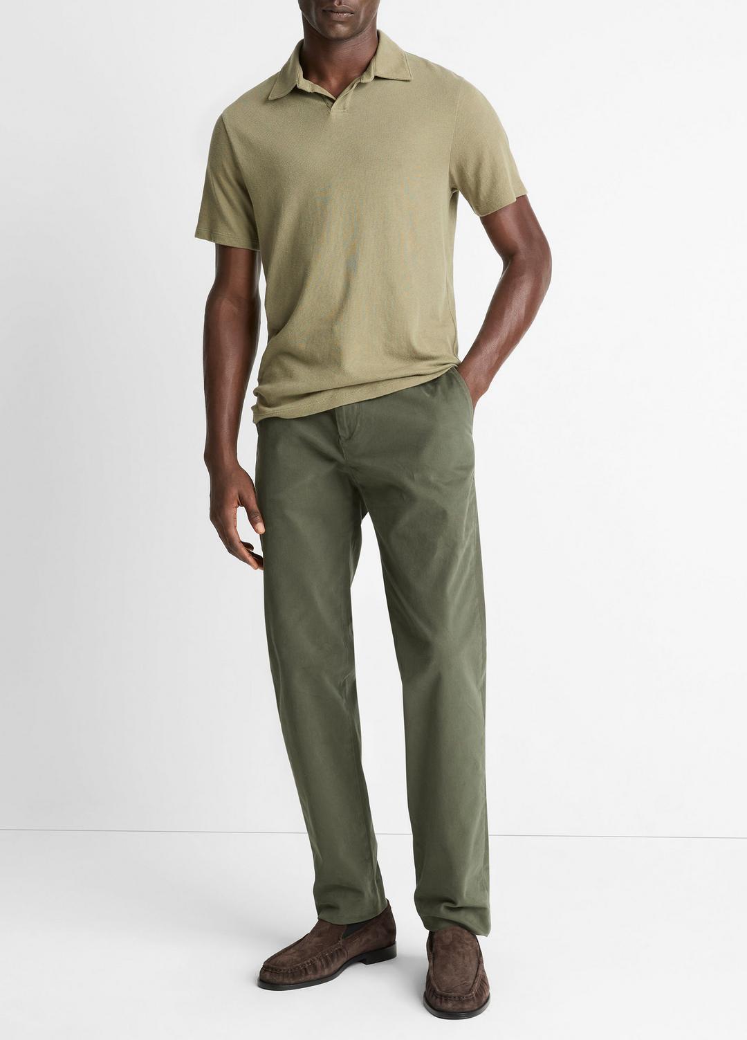 Cotton Johnny-Collar Polo Shirt in Henleys & Polos - SAGE | VINCE Men