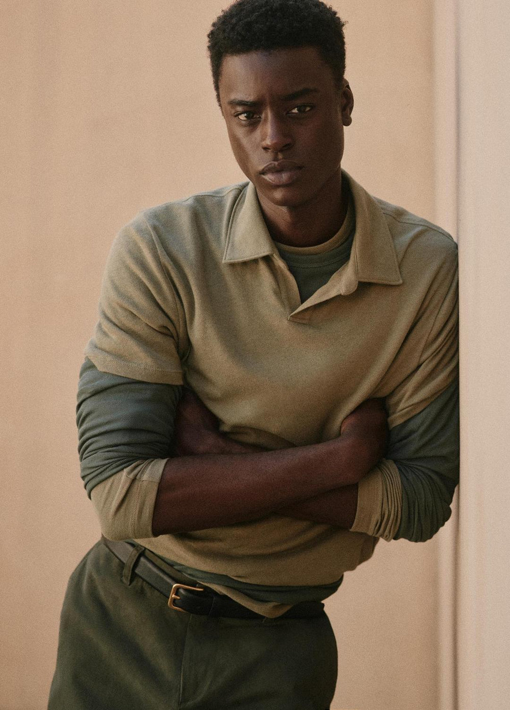 Cotton Johnny-Collar Polo Shirt in Henleys & Polos - SAGE | VINCE Men