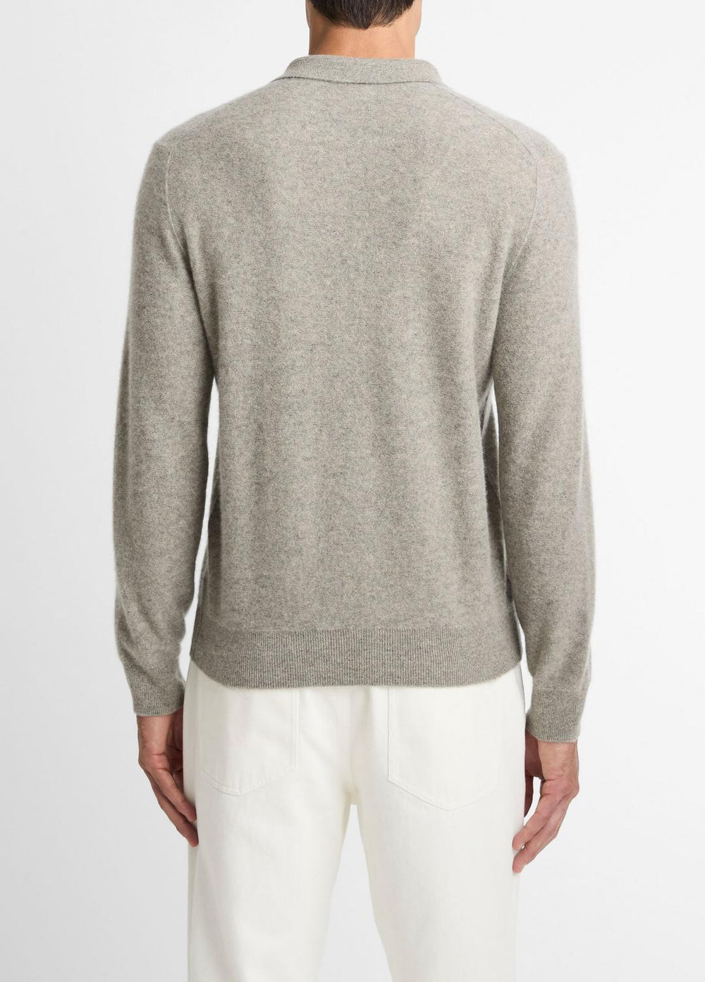 Plush Cashmere Johnny-Collar Polo in Cashmere - HEATHER MOUSE | VINCE Men