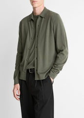 Featherweight Merino Wool-Cashmere Sweater Shirt in Long Sleeve - SYCAMORE | VINCE Men