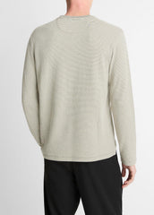 Striped Double-Knit Pima Cotton Long-Sleeve T-Shirt in Long Sleeve - MEADOWLARK/SYCAMORE | VINCE Men