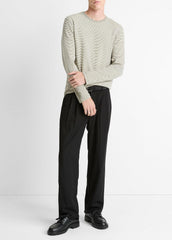 Striped Double-Knit Pima Cotton Long-Sleeve T-Shirt in Long Sleeve - MEADOWLARK/SYCAMORE | VINCE Men