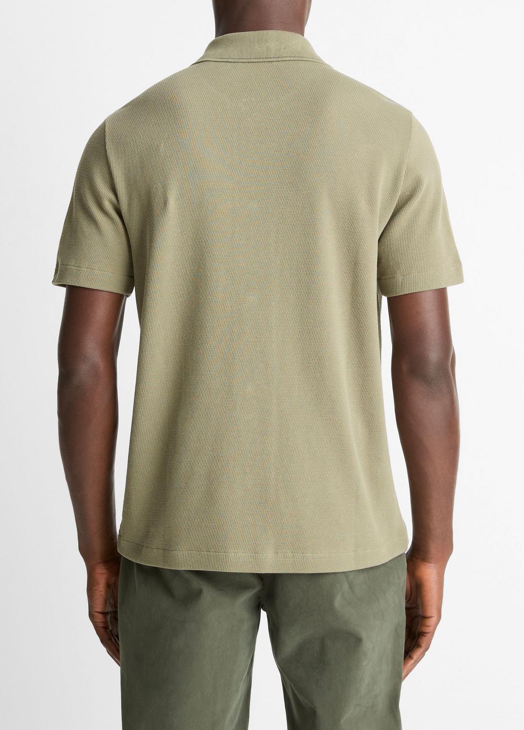 Jacquard-Knit Cotton Short-Sleeve Button-Front Shirt in Short Sleeve - SAGE/SYCAMORE | VINCE Men