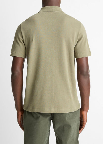 Jacquard-Knit Cotton Short-Sleeve Button-Front Shirt in Short Sleeve - SAGE/SYCAMORE | VINCE Men