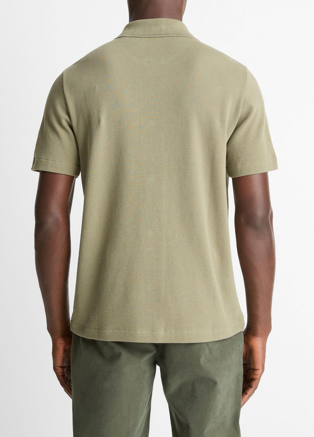 Jacquard-Knit Cotton Short-Sleeve Button-Front Shirt in Short Sleeve - SAGE/SYCAMORE | VINCE Men
