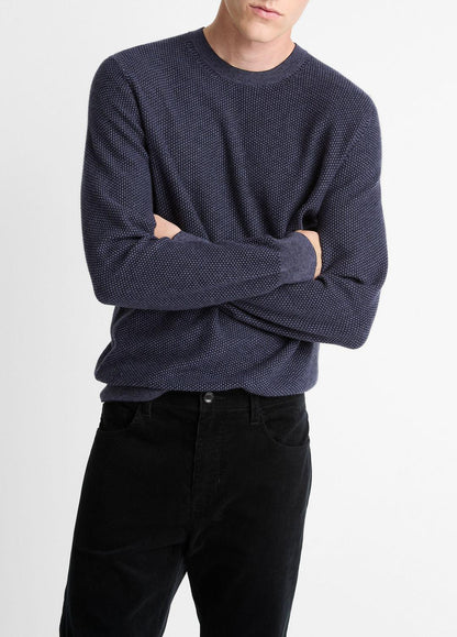 Geo-Jacquard Wool-Blend Crew Neck Sweater in Crew Neck - HYACINTH/COASTAL BLUE | VINCE Men